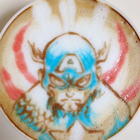 Captain America Latte Art