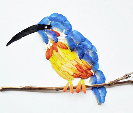 Birds Made of Flower Petals