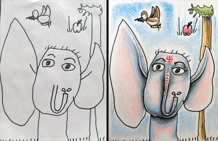 Father Colors Kids Drawings