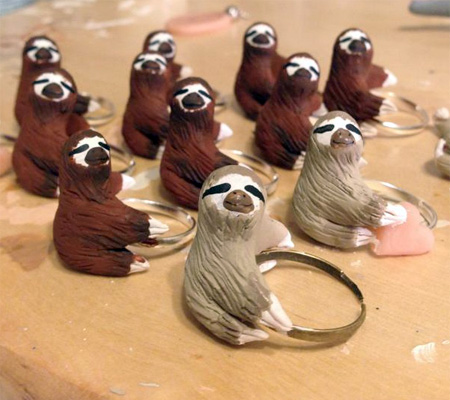 Handmade Sloth Rings
