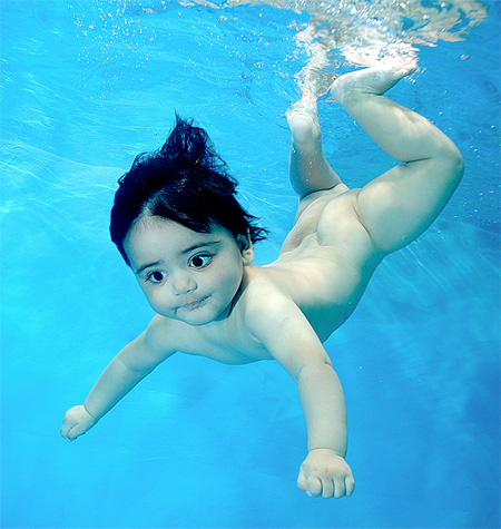 Babies Swimming Underwater