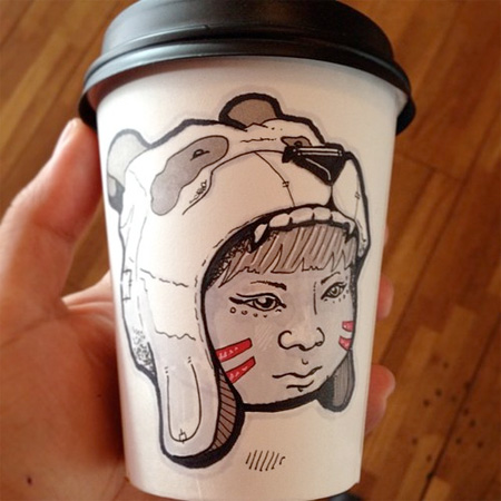 Coffee Cups Used as Canvas