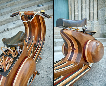 Vespa Scooter Made of Wood