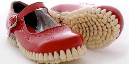 Shoes with Human Teeth