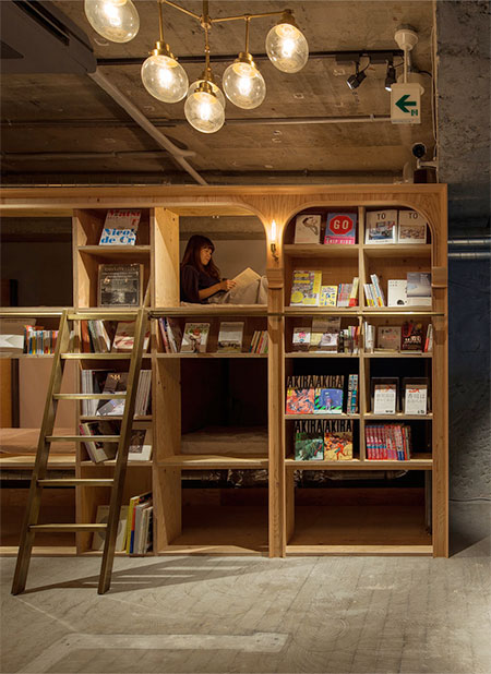 Bookstore Hostel in Japan