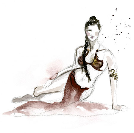 Slave Leia Watercolor Painting