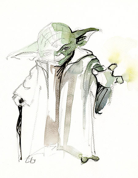 Yoda Watercolor Painting