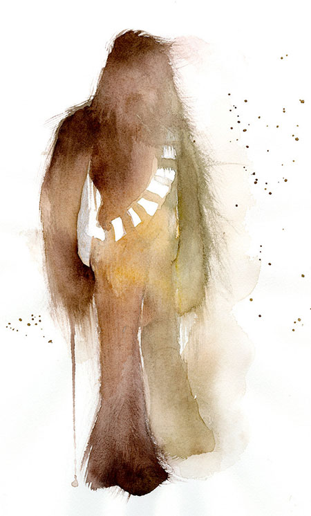 Chewbacca Watercolor Painting