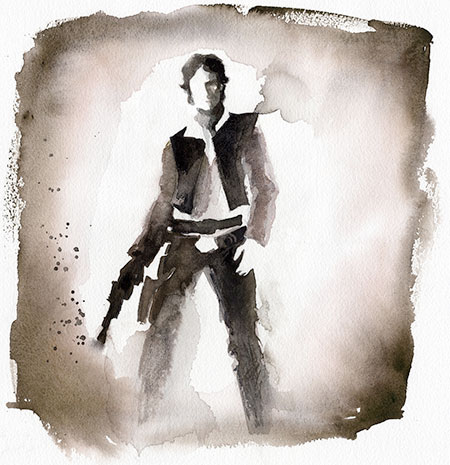 Han Solo Watercolor Painting