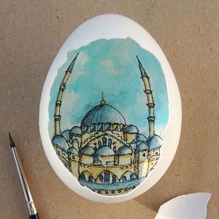 Sureyya Noyan Eggshell Painting