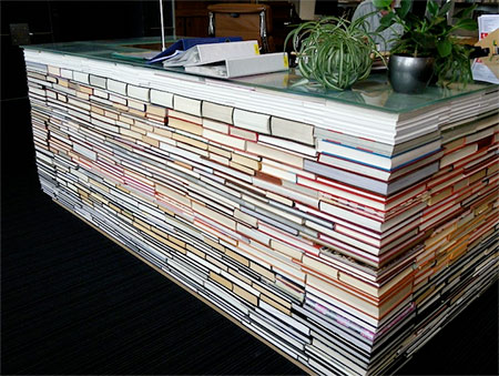 Library Desk Made of Books