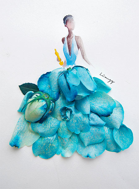 Artist Turns Real Flower Petals Into Fashion Design Illustrations  Bored  Panda