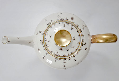 Vintage Porcelain Covered with Hand Painted Ants