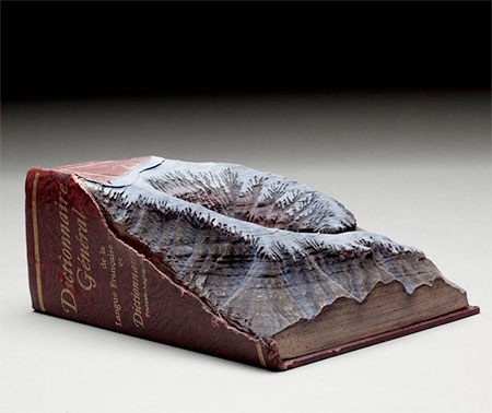 Snowy Mountains Carved into Books