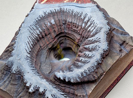 Snowy Mountain Carved into Books