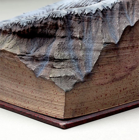 Guy Laramee Snowy Mountains Carved into Books