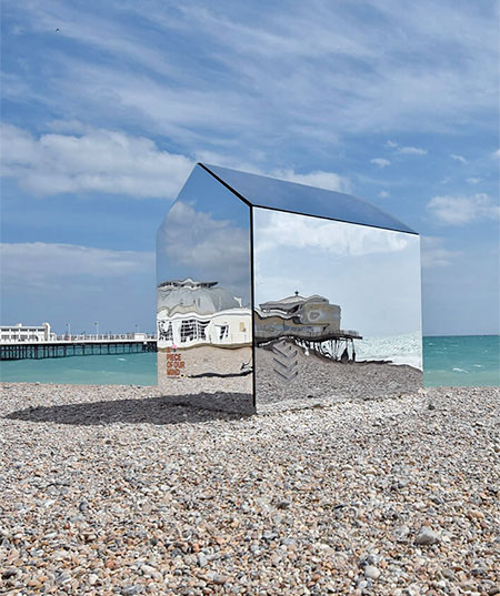 Mirrored Beach Hut