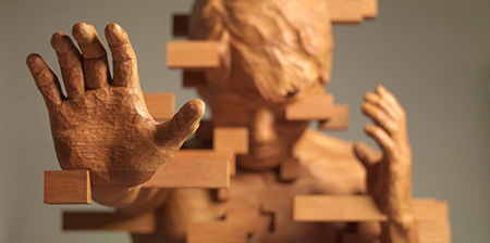 Pixelated Wooden Sculptures