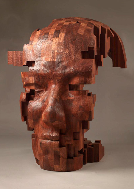 Hsu Tung Han Pixelated Wooden Sculpture