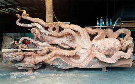 Wooden Octopus Sculpture