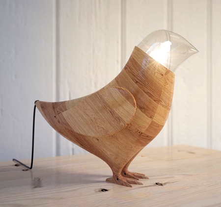Wood Bird Lamp
