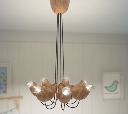 Wooden Bird Lamps