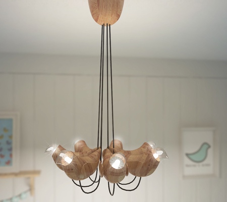 Wooden Bird Lamps