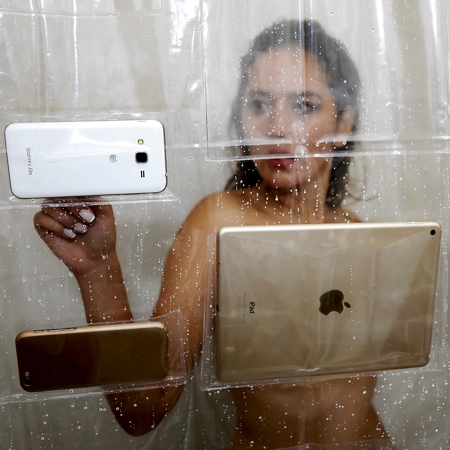 Phone Holder Shower Curtain