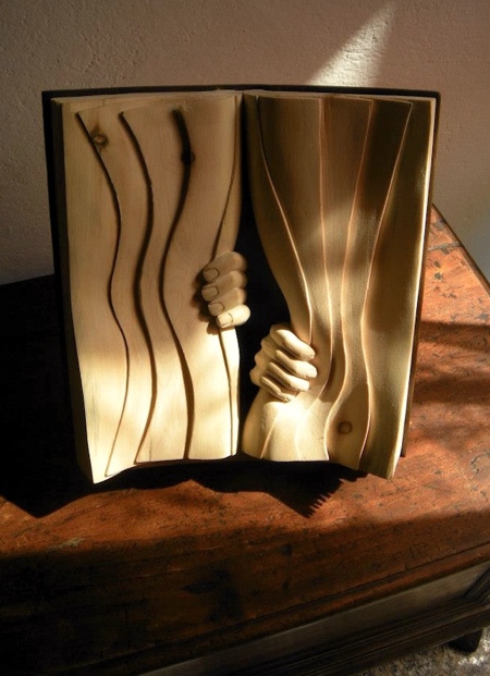 Wood Carved Books