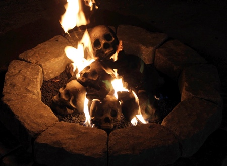 Human Skull Fireplace Logs