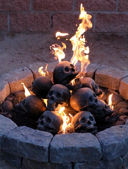 Human Fire Pit Skull Gas Log