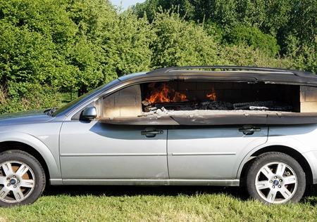 Car Transformed into Pizza Oven