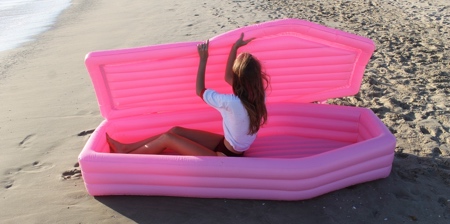 Pink Coffin Pool Float