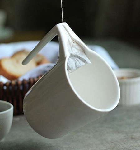 Hand Stamped Mug With Tea Bag Holder