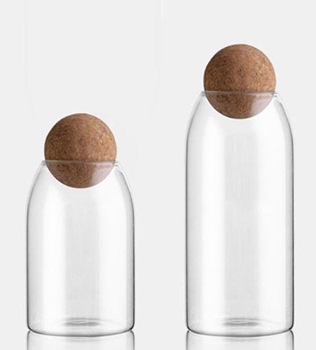 Round Cork Storage Jars