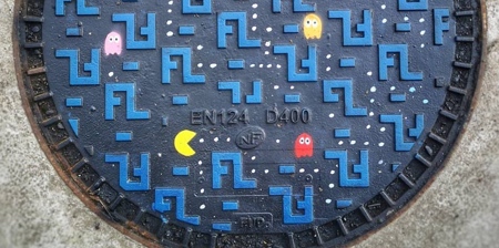 Pac-Man Manhole Cover