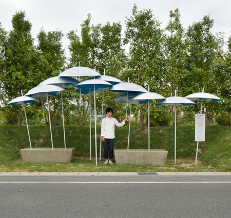 Umbrella Bus Stop in Japan