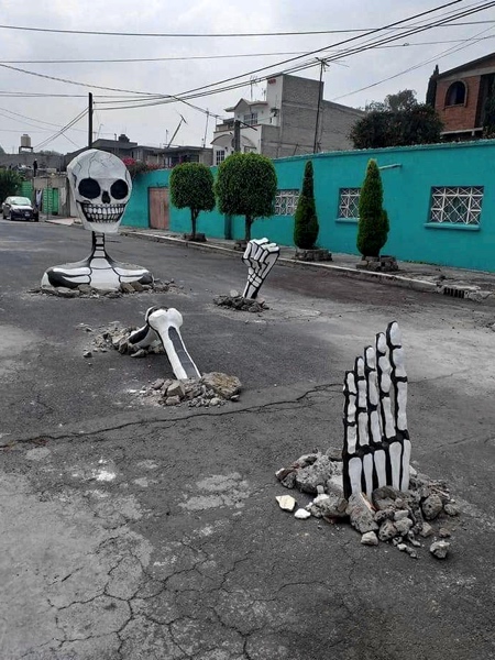 Giant Skeleton Street Art