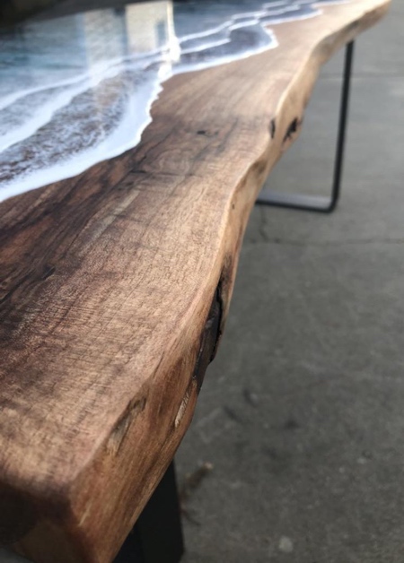 Live Edge Walnut Ocean Resin Coffee Table