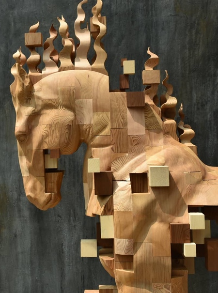 Pixelated Wooden Horse