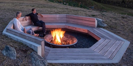 Wooden Bench Fire Pit