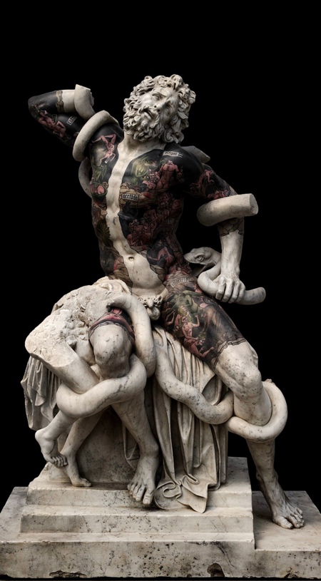 Tattooed Marble Statues