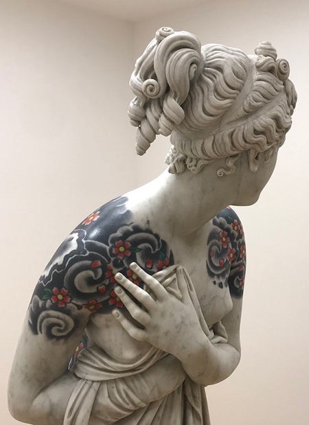 Tattooed Marble Statue