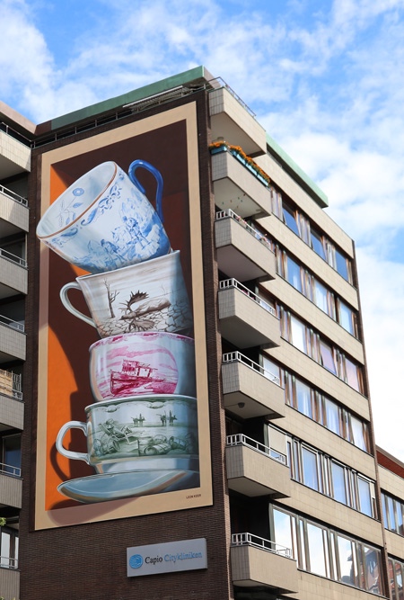 Shattering Tea Cups 3D Mural