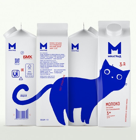 Milk Packaging with Cat