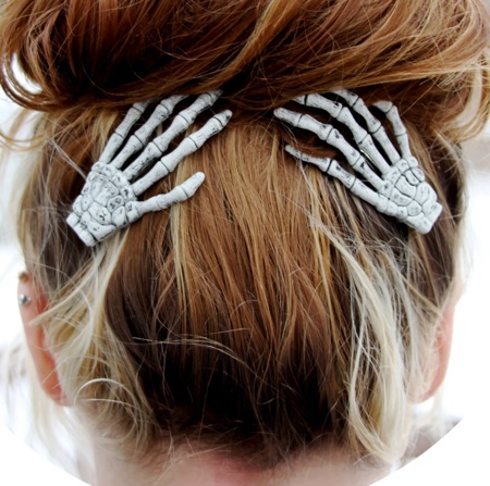 Skeleton Hands Hair Clips