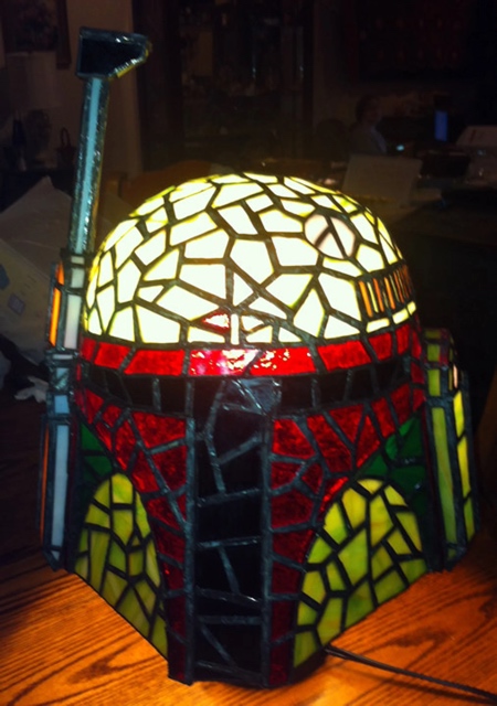 Stained Glass Boba Fett Helmet Lamp