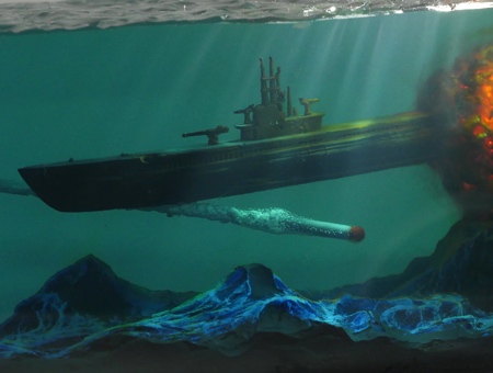 Exploding Submarine Diorama