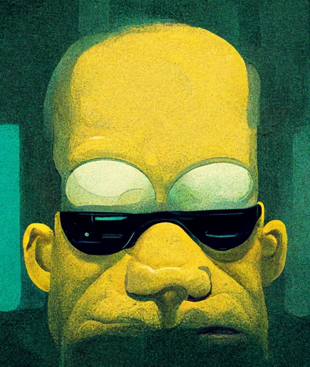 Homer Simpson as Morpheus in The Matrix