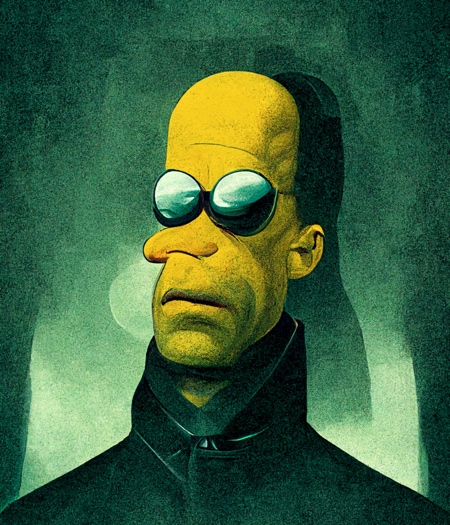 Homer Simpson as Neo